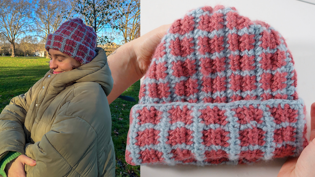 Grid Pattern Crochet Beanie Tutorial