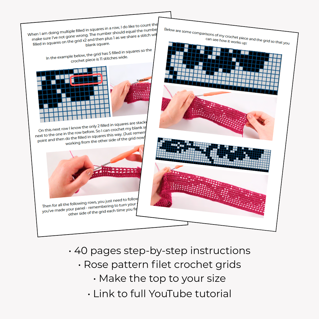 Rose Pattern Filet Crochet Top Pattern + Tutorial