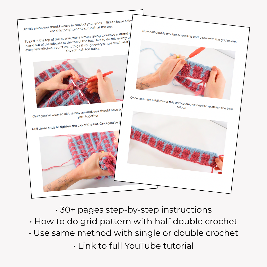 Grid Pattern Crochet Beanie Pattern + Tutorial