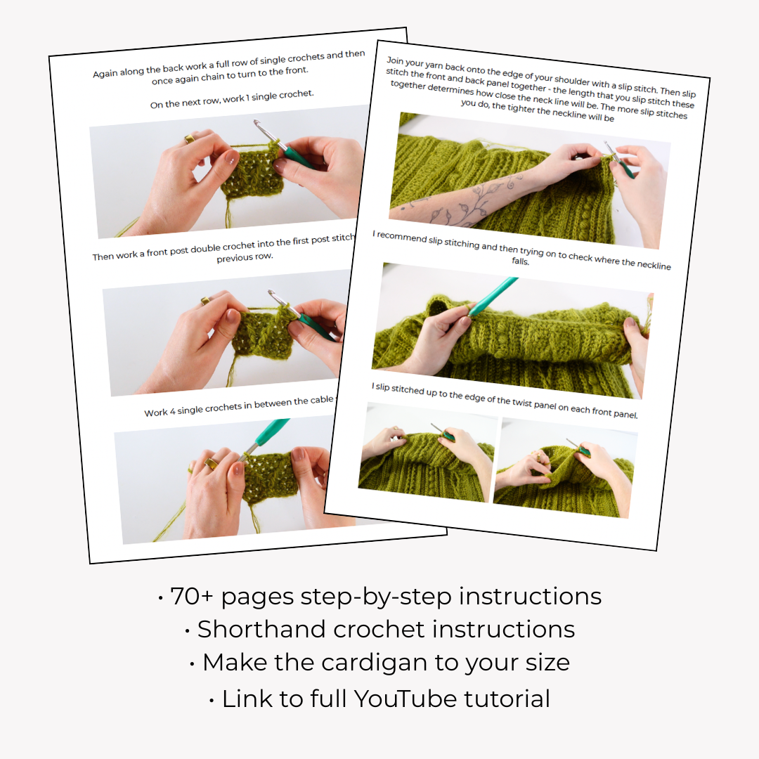 Crochet Cable Cardigan Pattern + Tutorial